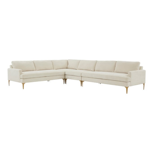 TOV Furniture Serena Cream Velvet Large L Sectional