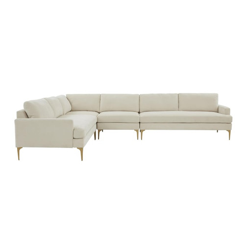 TOV Furniture Serena Cream Velvet Large L Sectional