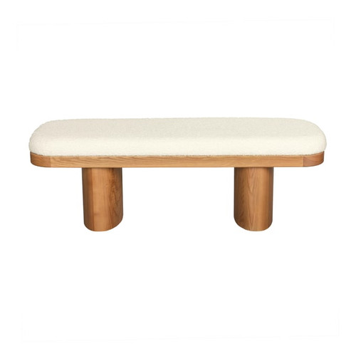 TOV Furniture Ollie White Natural Ash Wooden Bench