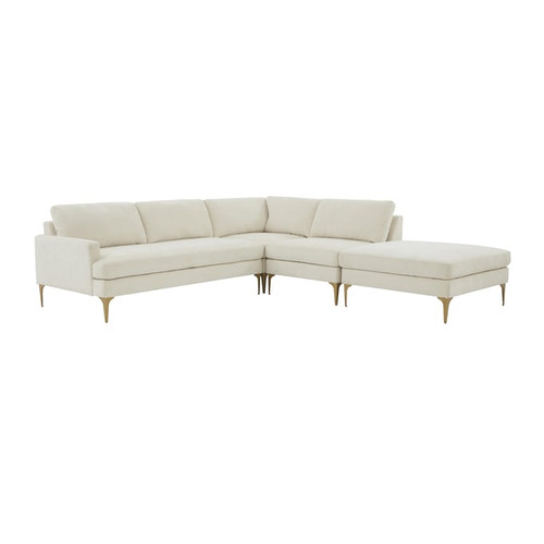 TOV Furniture Serena Cream Velvet Large RAF Chaise Sectional