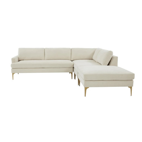 TOV Furniture Serena Cream Velvet Large RAF Chaise Sectional