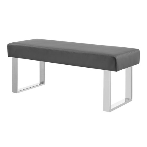 Armen Living Amanda Gray Faux Leather Dining Bench