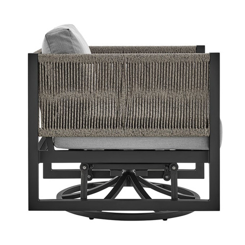 Armen Living Cuffay Brown Black Outdoor Patio Swivel Glider Lounge Chair