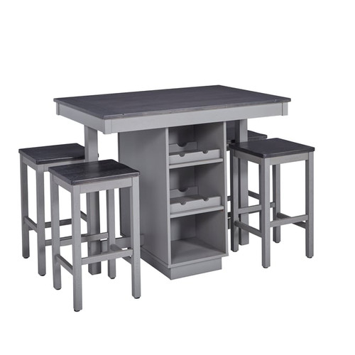 Progressive Furniture Pepper Square Black Gray 5pc Counter Table Set