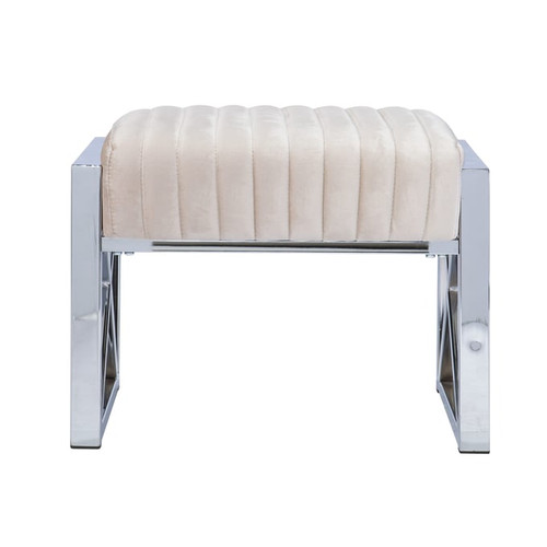 Southern Enterprises Ellison Beige Velveteen Ottoman