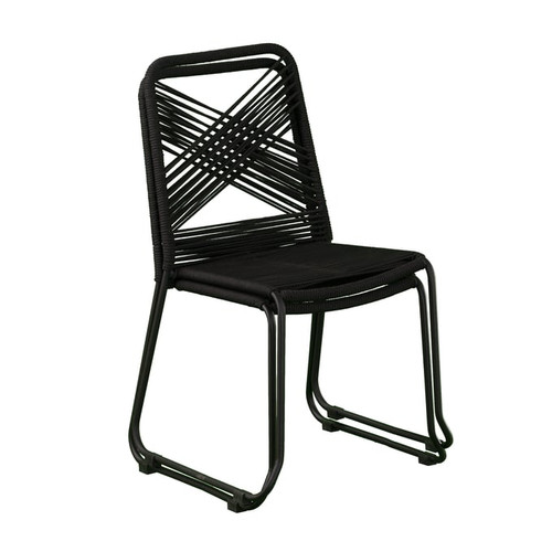 2 Southern Enterprises Padko Black Outdoor Rope Chairs
