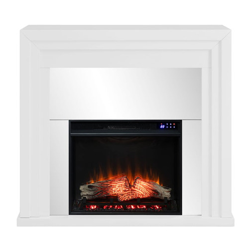 Southern Enterprises Stadderly White Mirrored Touch Screen Electric Fireplace