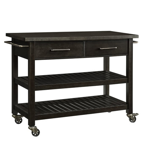 Southern Enterprises Havelock Brown Farmhouse Rolling Kitchen Island