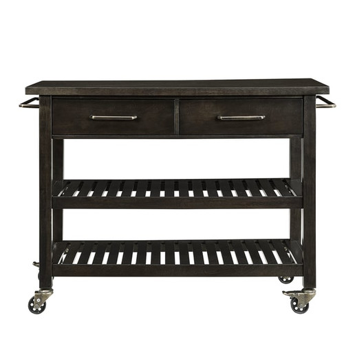 Southern Enterprises Havelock Brown Farmhouse Rolling Kitchen Island