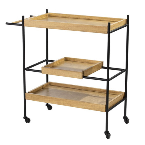 Southern Enterprises Claverdon Natural Rolling Bar Cart