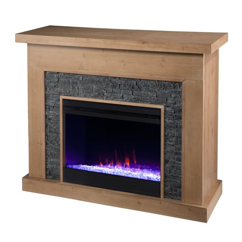 Southern Enterprises Standlon Natural Color Changing Fireplace with Faux Stone Surround