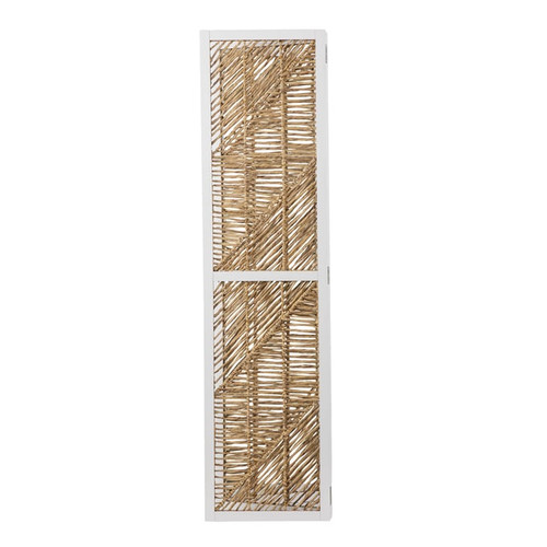 Southern Enterprises Quilino White Natural Woven Room Divider Screen