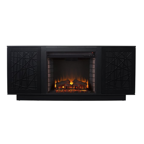 Southern Enterprises Delgrave Black Electric Media Fireplace with Storage