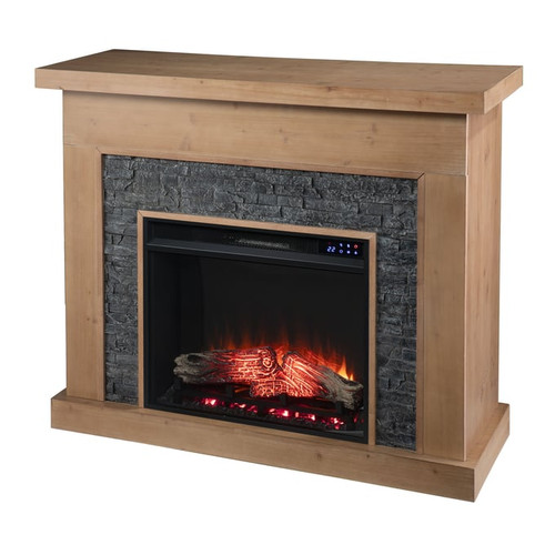Southern Enterprises Standlon Natural Touch Screen Electric Fireplace with Faux Stone Surround