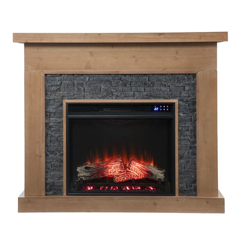 Southern Enterprises Standlon Natural Touch Screen Electric Fireplace with Faux Stone Surround
