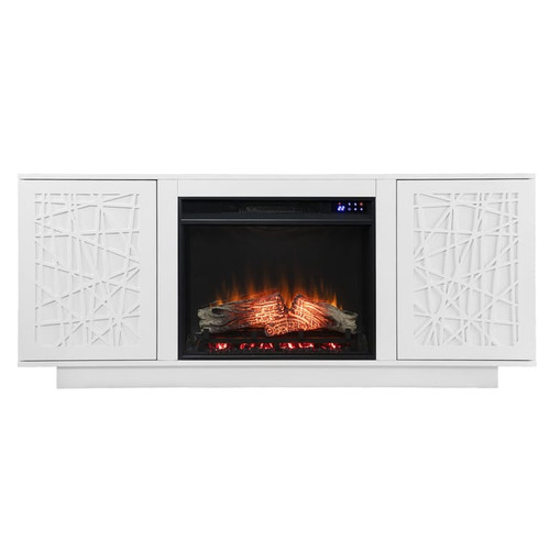Southern Enterprises Delgrave White Touch Screen Electric Media Fireplaces with Storage