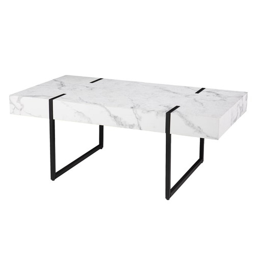 Southern Enterprises Rangley White Faux Marble Cocktail Table