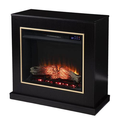 Southern Enterprises Crittenly Black Electric Fireplace with Touch Screen Control Panel