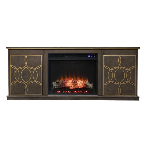 Southern Enterprises Yardlynn Brown Touch Screen Electric Fireplace Console with Media Storage