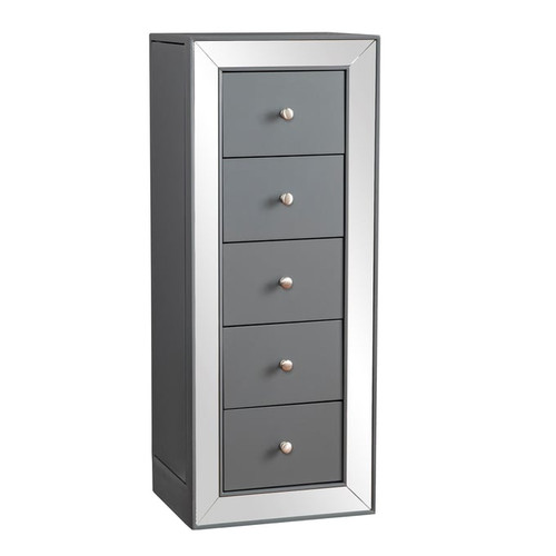 Southern Enterprises Wanley Gray Blue 5 Drawers Jewelry Armoire