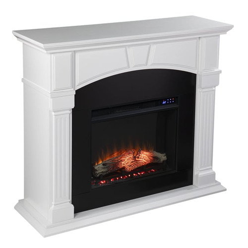 Southern Enterprises Altonette White Electric Fireplace with Touch Screen Control Panel