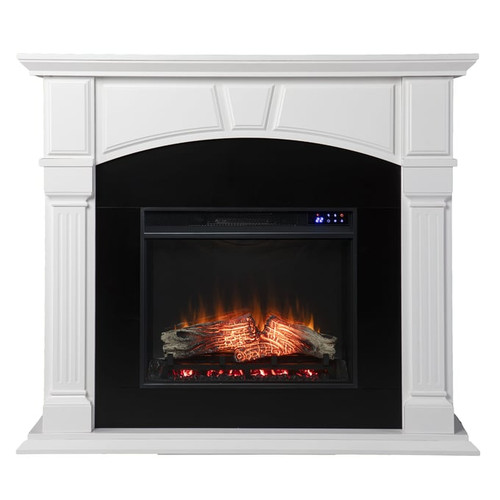 Southern Enterprises Altonette White Electric Fireplace with Touch Screen Control Panel
