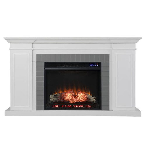 Southern Enterprises Rylana White Bookcase Electric Fireplace with Touch Screen Control Panel