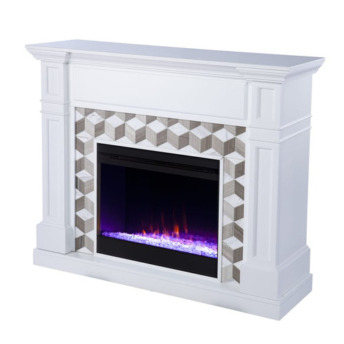 Southern Enterprises Darvingmore White Color Changing Fireplace