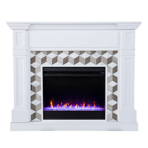 Southern Enterprises Darvingmore White Color Changing Fireplace