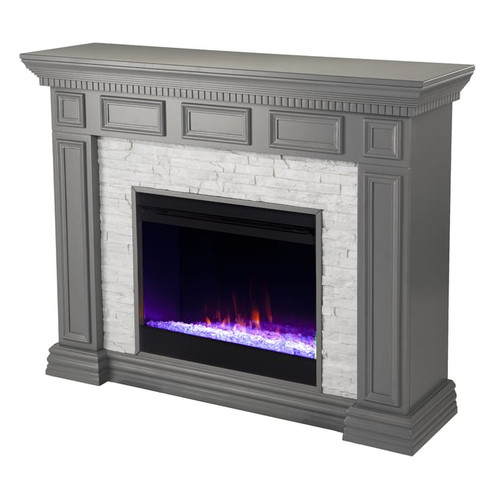 Southern Enterprises Dakesbury Gray Color Changing Fireplace