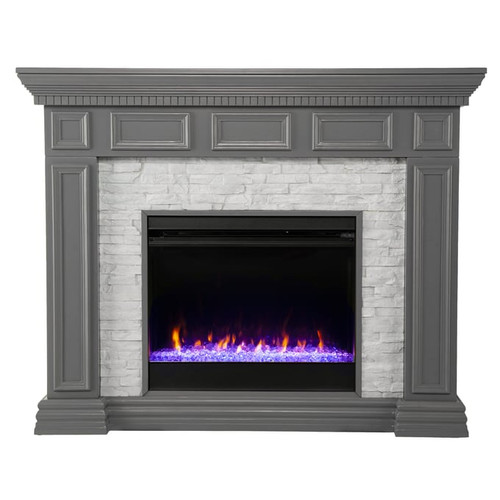 Southern Enterprises Dakesbury Gray Color Changing Fireplace