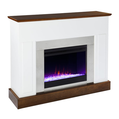 Southern Enterprises Eastrington White Color Changing Electric Fireplace