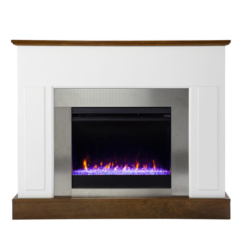 Southern Enterprises Eastrington White Color Changing Electric Fireplace