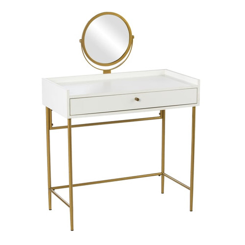 Southern Enterprises Derald White Vanity Table with Mirror