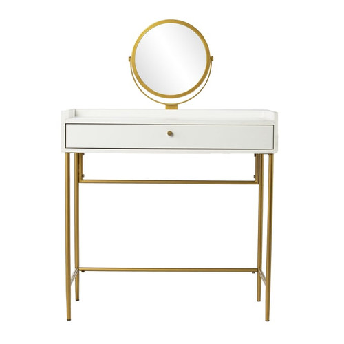 Southern Enterprises Derald White Vanity Table with Mirror
