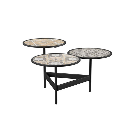 Southern Enterprises Lorengo Ceramic Tile Outdoor 3 Tiers Cocktail Table