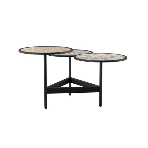 Southern Enterprises Lorengo Ceramic Tile Outdoor 3 Tiers Cocktail Table