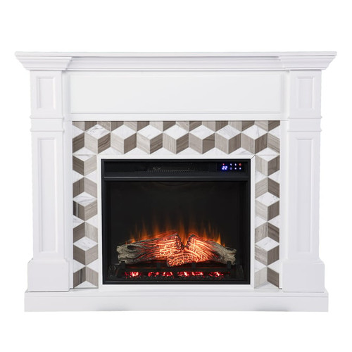 Southern Enterprises Darvingmore White Touch Screen Electric Fireplace