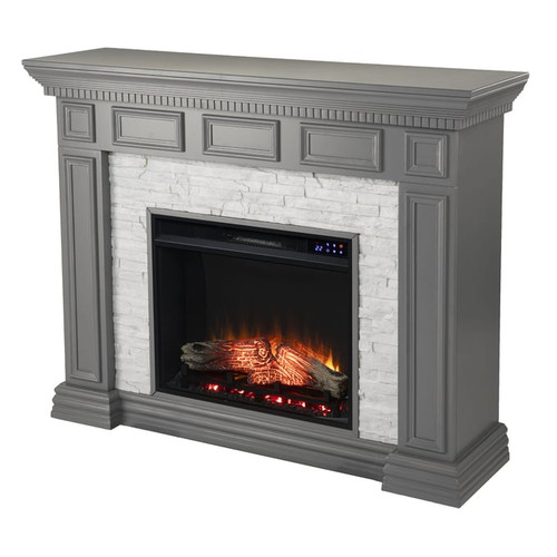 Southern Enterprises Dakesbury Gray Electric Fireplace with Touch Screen Control Panel