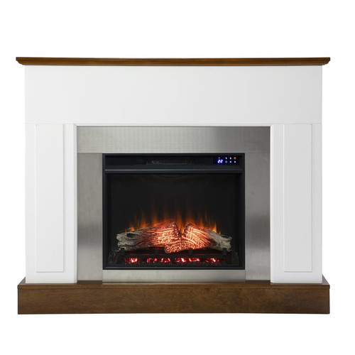 Southern Enterprises Eastrington White Industrial Touch Screen Electric Fireplace