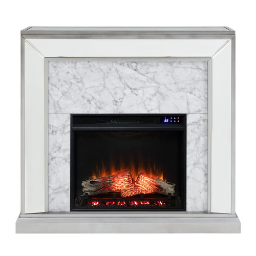 Southern Enterprises Trandling Silver Touch Screen Electric Fireplaces