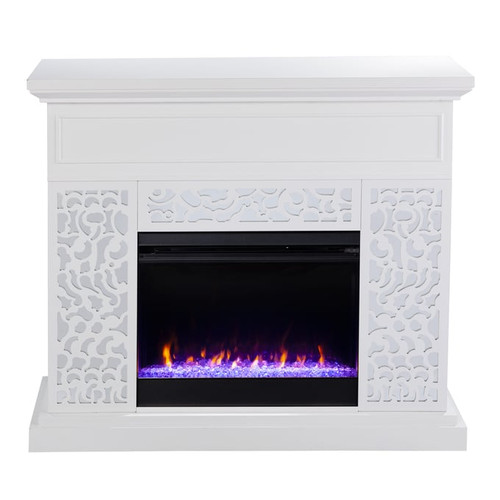 Southern Enterprises Wansford White Color Changing Fireplaces