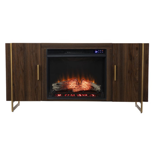 Southern Enterprises Dashton Brown Touch Screen Electric Fireplace with Media Storage