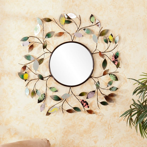 Southern Enterprises Decorative Metallic Leaf Wall Mirror