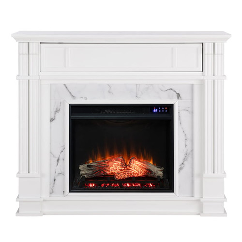 Southern Enterprises Highgate White Touch Screen Electric Media Fireplace