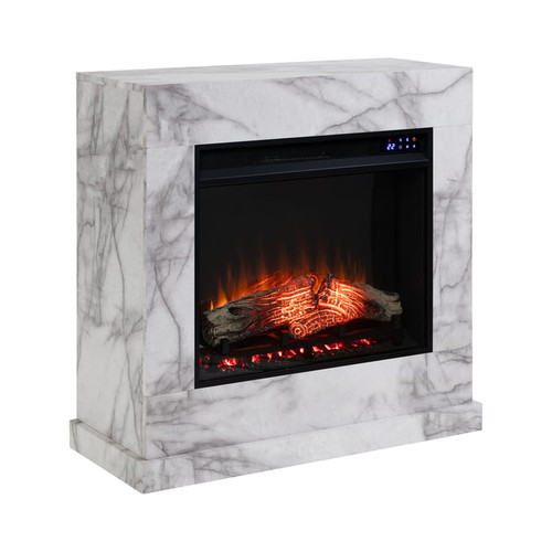 Southern Enterprises Dendale Gray Faux Marble Electric Fireplace with Touch Screen