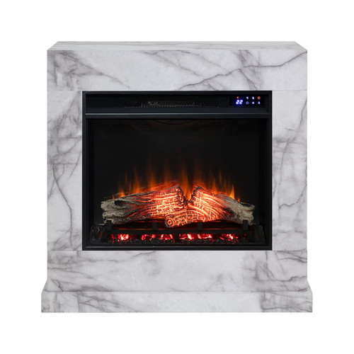 Southern Enterprises Dendale Gray Faux Marble Electric Fireplace with Touch Screen
