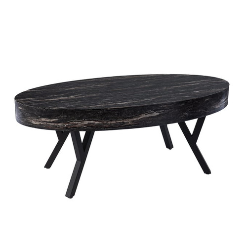 Southern Enterprises Twemlow Black Faux Marble Cocktail Table