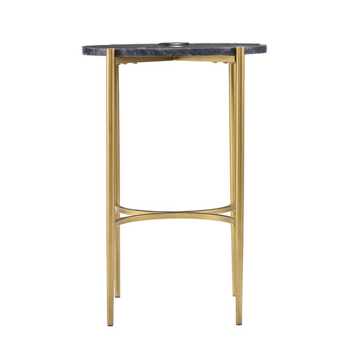 Southern Enterprises Clarvin Black Side Table with Wireless Charging Station