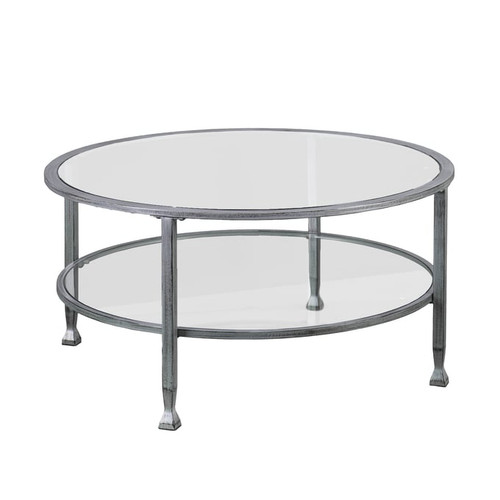 Southern Enterprises Jaymes Silver Round Cocktail Table